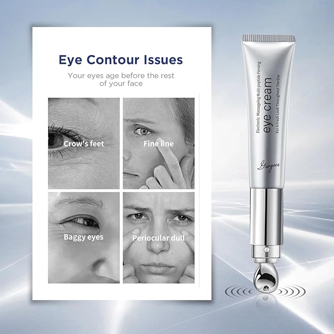 Under Eye Cream With Multi-Peptide Firming & Retinol & Caffeine & Niacinamide for Dark Circles, Puffiness Puffy Bags & Wrinkles Fine Lines Under Eyes, Electric Wrinkle Eraser Massaging Eye Serum 20ML