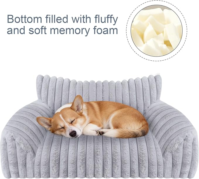 Cute Dog Couch for Medium Large Dogs,Dog Cat Couch Sofa,Dog Bed,L,Grey | Dog Couch Bed with Removable Washable Cover,Cute Fluffy Pet Sofa Cat Couch Bed,Washable Dog Bed Medium Large Size Dog