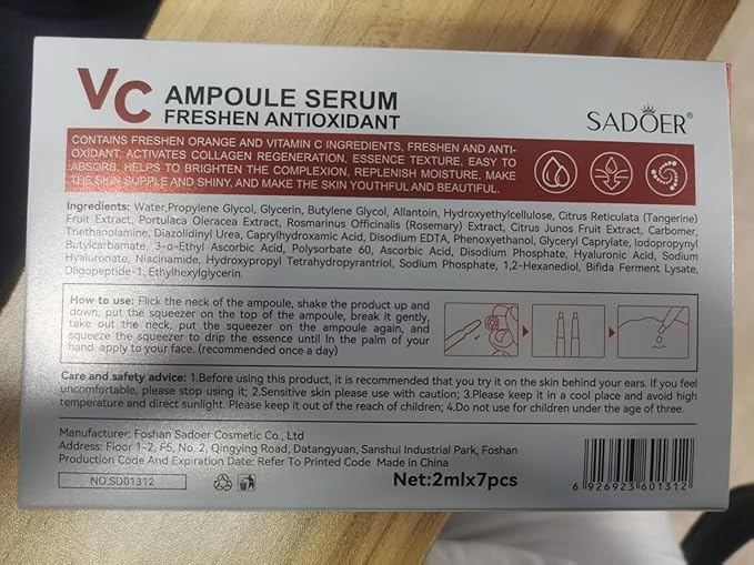 Vitamin C 23% Face Serum – Brightening, Firming, Hydrating, Dark Spot Correction & Anti-Aging Stem Cell Serum | With Hyaluronic Acid, Niacinamide & Glycolic Acid | 21 Ampoules for Glowing Skin