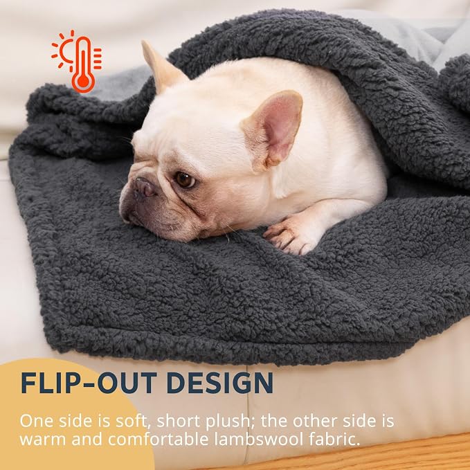 Waterproof Dog Blanket 60 x 80 in for Large Dogs, XL Washable Pet Blanket | Aodisman Thick Fleece Dog Throw Blanket, Leakproof Washable Furniture Protector for Sofa, Couch, Bed, Crate & Kennel, Grey