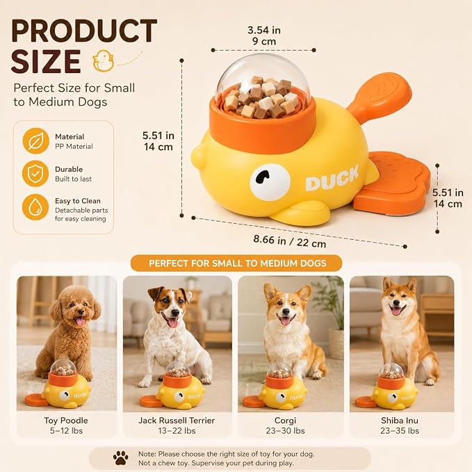 Yorkie Feeding Duck Toy, Yorkie Puppy Essentials, Interactive Dog Toys Food Puzzle Slow Feeder, Cat Treat Dispenser Toy, Slow Feeder To Prevent Bloating, IQ Training And Exercise Small Animal Bowls