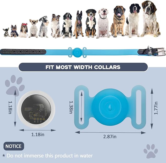 GPS Tracker for Dogs, Mini GPS Pet Tracker with Silicone Cover, IPX8 Waterproof GPS Tracker for Kids,No Monthly Fee,Work with Apple Find My(iOS Only),Dog Tracker Finder Tracker Pets-YGBlue-5