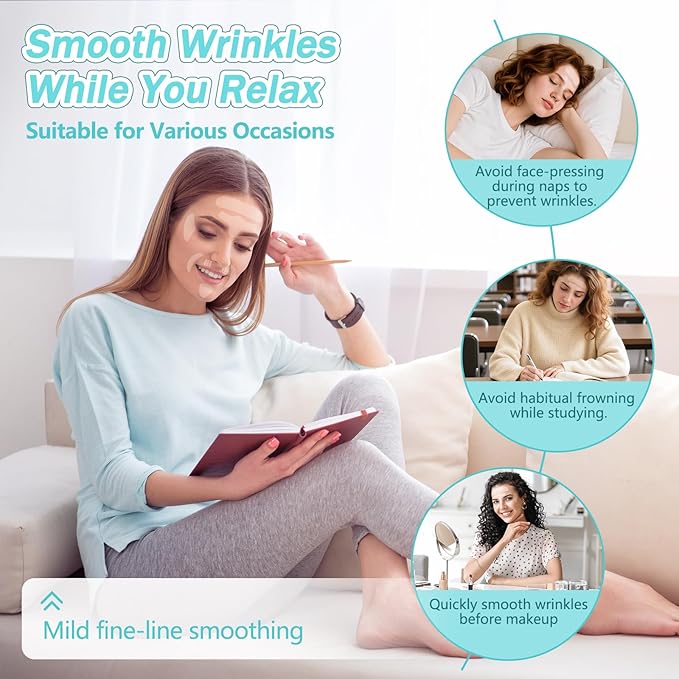 Face Wrinkle Patches Overnight, 208Pcs Wrinkle Tape for Face & Forehead, Anti-Wrinkle Facial Patches for Sleep, Face Tape for Wrinkles, Forehead & Smile Lines Patches, Comfortable Stay-On Design