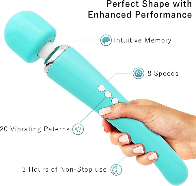 Therapeutic Cordless Massager - Powerful Massage Tool Handheld 8 Speeds 20 Patterns - Rechargeable Hand Massagers for Sore Muscles - Hand Held Massage Tool for Neck & Back