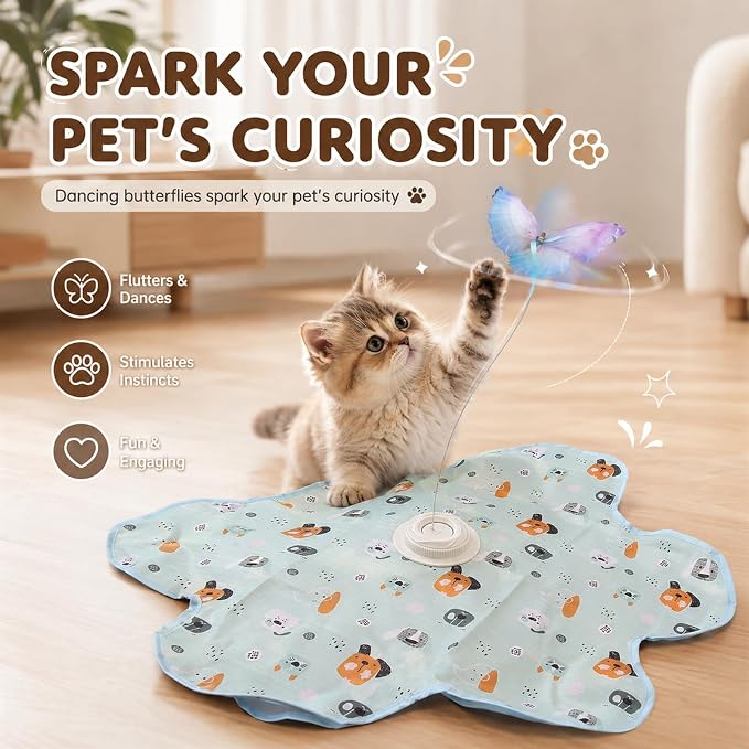 Cat Toy, Interactive Cat Toy, Cat Toys Interactive | Rechargeable Hide and Seek Automatic Kitten Toy with 3 Replaceable Wands, 3 Modes, Realistic Bird Chirp Sounds for Indoor