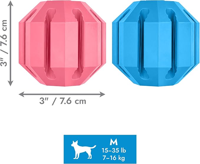 KONG Puppy Activity Ball, Natural Rubber Teething Toy, Medium Puppies, Pink