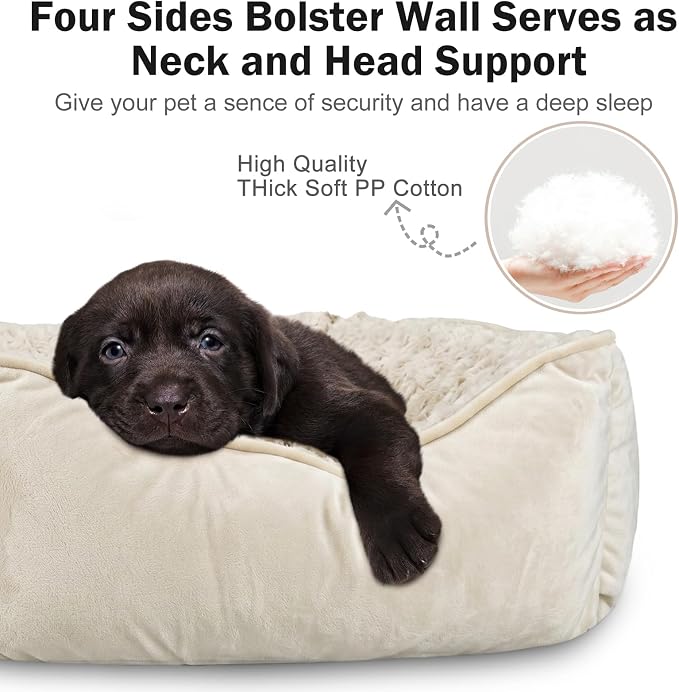 JOEJOY Rectangle Dog Bed for Large Medium Small Dogs - Washable Orthopedic Sofa Bed, Soft Breathable Puppy & Pet Cuddler, Durable Calming Dog Bed with Anti-Slip Bottom, Multiple Sizes