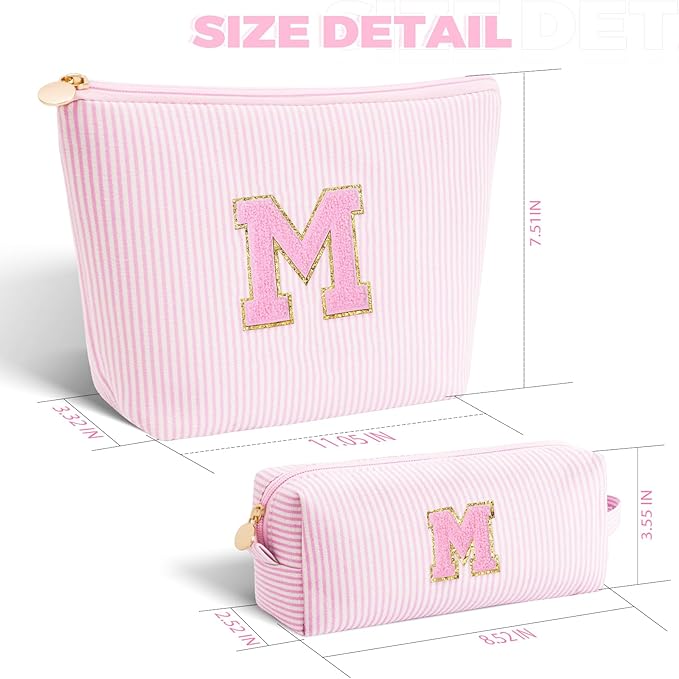 Gifts for Grandkids | Mothers Day Gift for Mom,Mom Gifts Mother in Law Gift,Mama Gift Idea,Initial Makeup Bag Birthday Gift Cosmetic Bag Travel Essentials - Pink,M