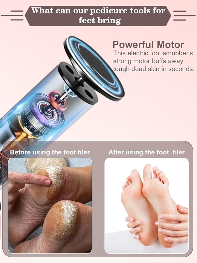Electric Foot Callus Remover,MOWLIE Electric Foot Care Tools with Speed Controller and 60pcs Replacement Sandpaper Disk for Men Women Dead Dry Crack Skin Calluses (Black)