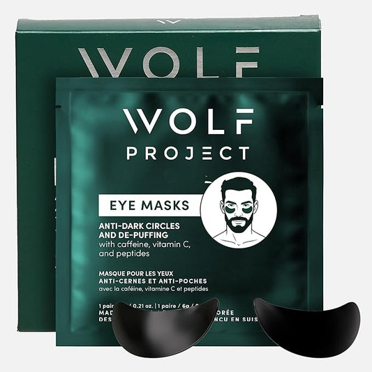 Wolf Project Under Eye Patches (5 pairs) For Dark Circles, Puffy Eyes, and Wrinkles - With Caffeine, Vitamin C and Peptides. Under Eye Masks Reduce Tired Eyes And Under Eye Bags
