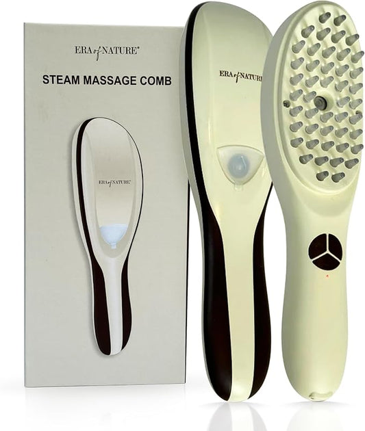 era of nature 4-in-1 Electric Scalp Massager for Thicker-Looking Hair & Root Vitality – Waterproof Vibrating Brush with Red & Blue Light – Rechargeable Follicle Stimulator for All Hair Types, Unisex