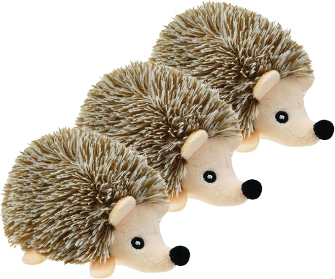 Dog Hide and Seek Toys Puppy Chew Squeaky Toys Plush Mushroom&Bamboo&Shell Hideout Stuffing with Squeakers Animals (3Pcs Squeaky Hedgehog Brown)