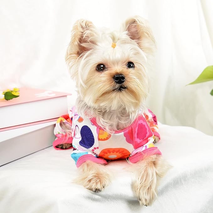 Dog Pajamas for Small Dogs Boy Girl, Dog Clothes Tiny Chihuahua Yorkie Spring Summer Shirt, Cute Puppy Outfit Pjs Jumpsuit Cat Onesie Apparel Pet Clothes