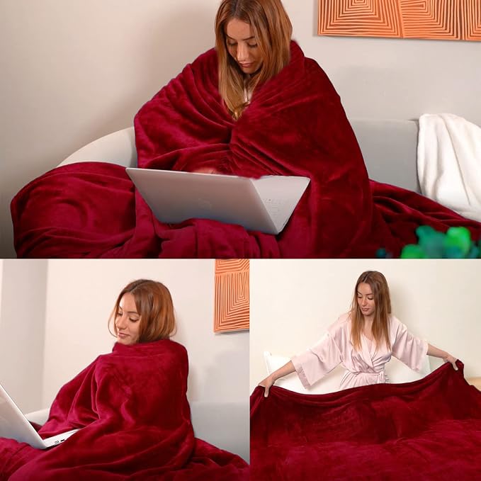 Red Fleece Plush Throw Blanket 50"x60"for Couch Sofa Fuzzy Cozy Flannel | Super Soft Lightweight Microfiber Blanket for Bed Chair bedroom Home Decor All Season,Birthday Gifts for Women Mom Adult