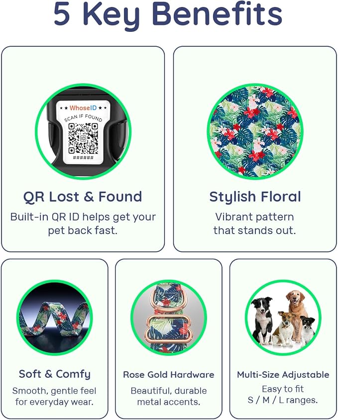 Dog Collar for Small Dogs with Smart QR Tags