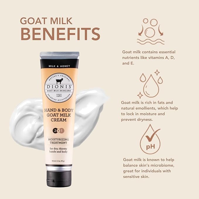 Dionis Goat Milk Hand & Body Cream Milk & Honey 3.3oz (Pack of 1)