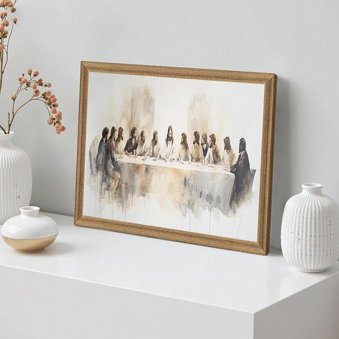 Fantasy Artists The Last Supper Christian Wall Art – Sacred Biblical Scene of Jesus and the Twelve Apostles, Reverent Religious Artwork for Church, Prayer Room & Faith-Centered Home,12W X 16H