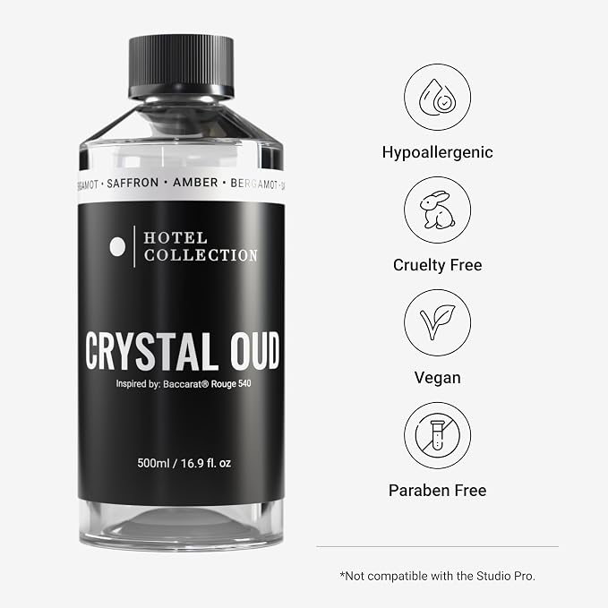 Hotel Collection Diffuser Oil - Crystal Oud - Aromatherapy Essential Fragrance Oil - Bergamot, Sweet Berries, Jasmine & Saffron - 500ML 16.9 Fl oz