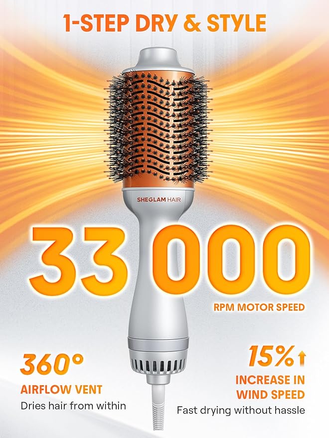 SHEGLAM 4-in-1 Hot Air Brush & 24K 10-in-1 Shine Hair Oil
