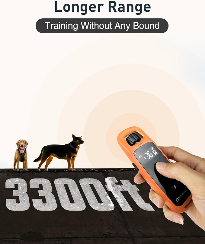 ABBIDOT Shock Collar for 2 Dogs, 3300 FT Dog Training Collar with Remote, IPX7 Waterproof with 4 Training Modes, Rechargeable E-Collar for All Breeds (15-120 lbs),Orange Black