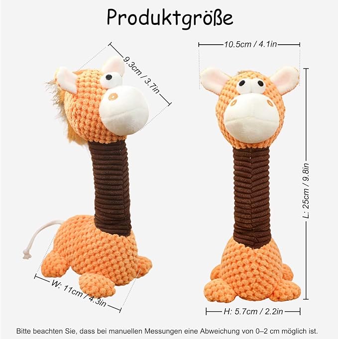Squeaky Plush Dog Toys, Cute Animal Pet Toy for Small Dogs, Horse
