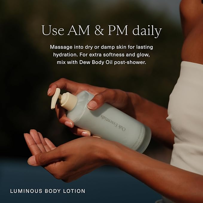 Oak Essentials Luminous Body Lotion | Hydrating Blue Tansy Body Cream with Rose Oil, Turmeric, Shea Butter and Coconut Oil, 1.33 Fl Oz (Travel Size)