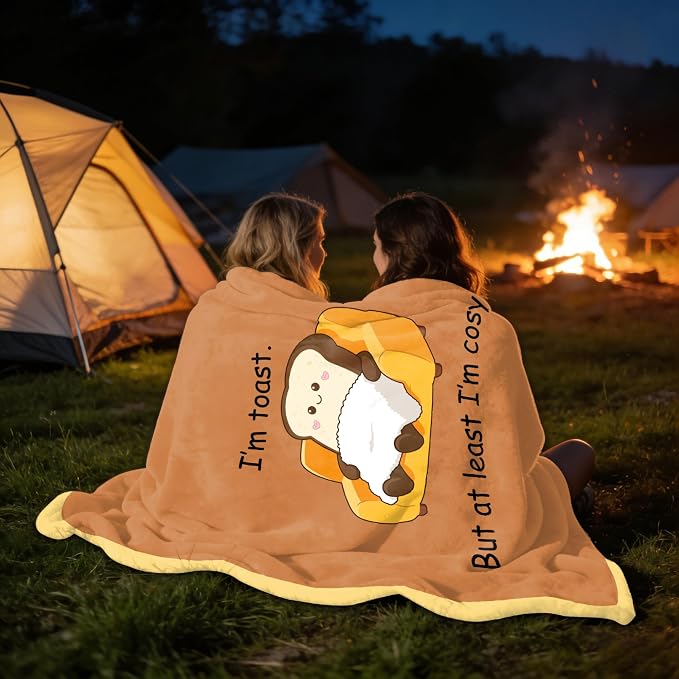 UFOORO Emotional Support Toast Blanket, Funny Blanket 60x50in Gifts for Women/Men, Funny Office Gifts for Coworkers, Super Soft Flannel Throw Blanket 55 * 70inches