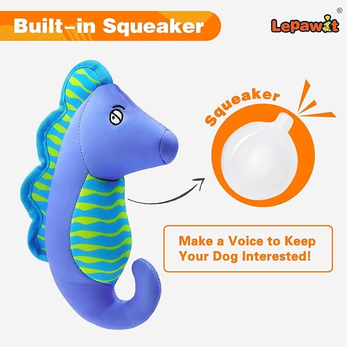 Squeaky Dog Toys, Floating Dog Toys for Indoor or Outward Play, Interactive Dog Gifts for Small and Medium Dogs – Seahorse