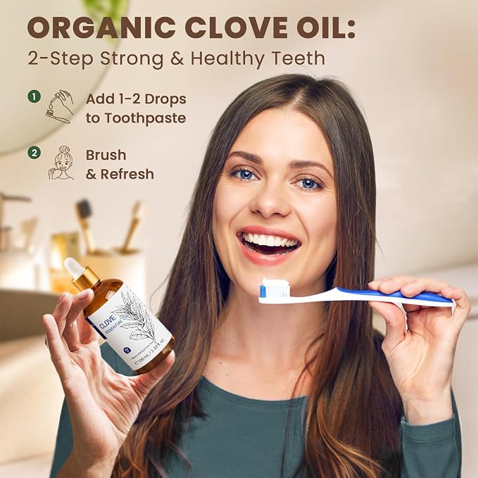 HIQILI 100ML Clove Oil for Teeth and Gums, Tooth Aches, Spray, Aromatherapy - 3.38 Fl Oz