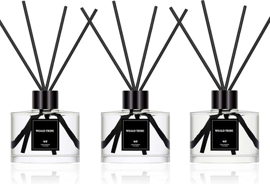Reed Diffuser Set of 3 for Bathroom Air Fresheners, Oil Diffuser Sticks | Tuberose, Gardenia, Freesia Scent(1.7 fl oz Each Pack) Home Fragrance with 12 Stick Defusers | House Shelf Decor