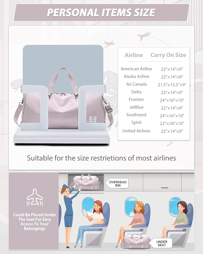 Travel Duffle Bag,Weekender Overnight Bags for Women with Shoes Compartment,Tote Gym Bag Personal Item Carry On Bag for Travel Business Trips Sport Hospital Dance Pink
