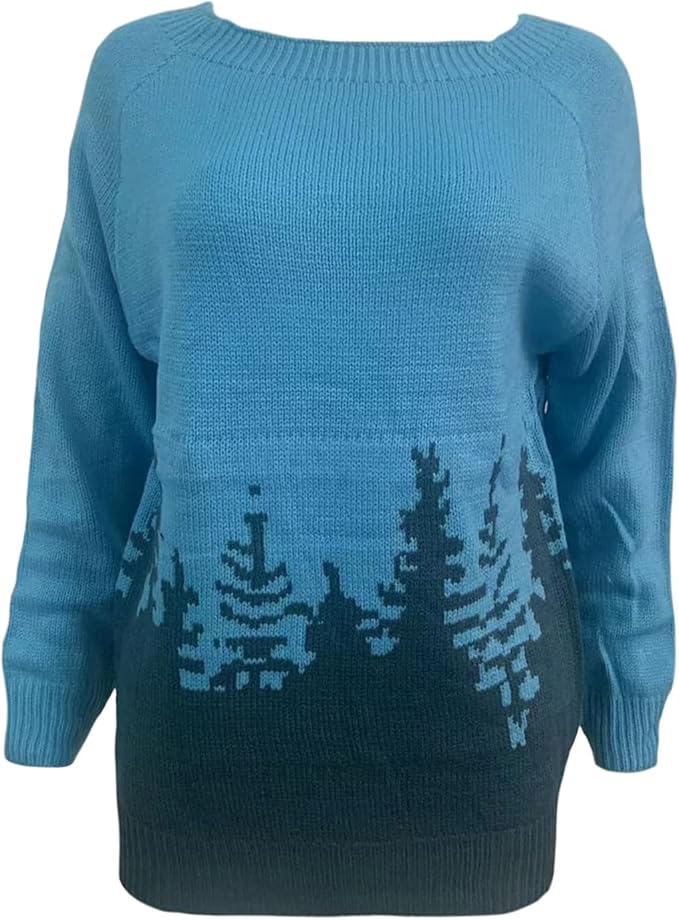 Zhyaj Fair Isle Sweater for Womens Winter Long Sleeve Vintage Knitted Sweater Casual Fall Crew Neck Pullover Sweaters
