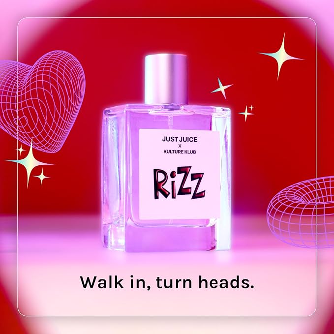 Rizz Fragrance by Kulture Klub x Just Juice - Amber Perfume for Women and Men - With Tangerine, Jasmine, Vanilla, Patchouli, Amber - 3.4 oz