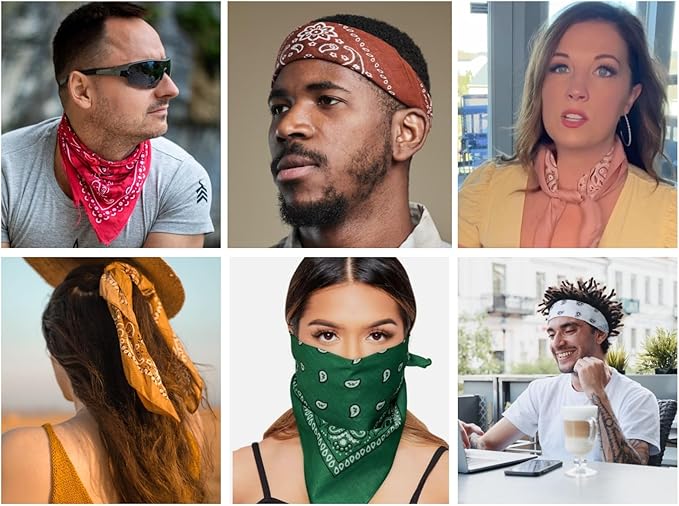 Gift Packaging Bandana for Men Women - 100% Cotton, Paisley, 22x22 In, 1 Pack - Large Bandanna Handkerchief Cowboy Hanky