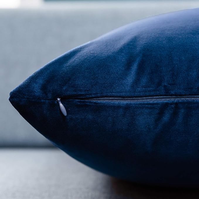 JUSPURBET 28x28 Decorative Velvet Throw Pillow Covers Set of 2,Navy Blue | Cozy Soft Euro Cushion Covers Cases with Hidden Zipper for Couch Sofa Bed Living Room Bedroom Home Decor