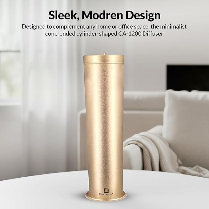 CA-1200 Gold Diffuser w/Fragrance- Aromatherapy Diffuser - Essential Oil Fragrance Diffuser - Smartphone Control - Timer - Adjustable Mist Intensity - Perfect for Home & Office