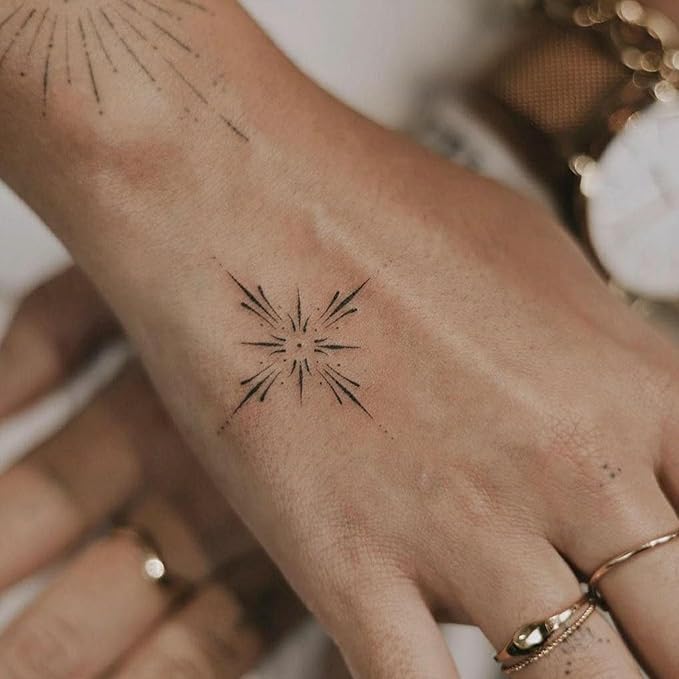 Semi Permanent Tattoo For Women, 2 Weeks Realistic Henna Tiny Temporary Fake Tattoos For Adults Girl Finger Hand Arm Neck, Waterproof and Non-Reflective,Minimalist Design, 2 Sheets