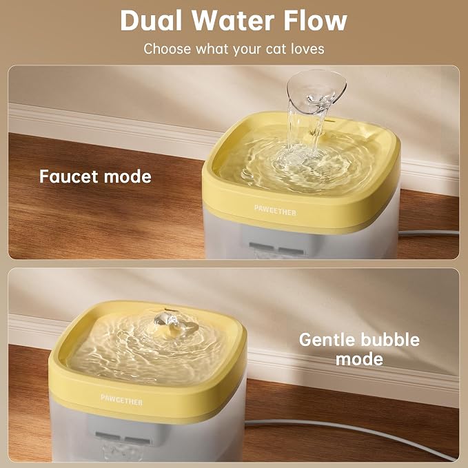 PAWGETHER® Cat Water Fountain with Wireless Pump 51oz/1.5L Dog Water Fountain, Ultra Quiet Automatic Pet Water Fountain Portable Indoor Ourdoor Travel Small Dog Water Dispenser with Adapter Yellow