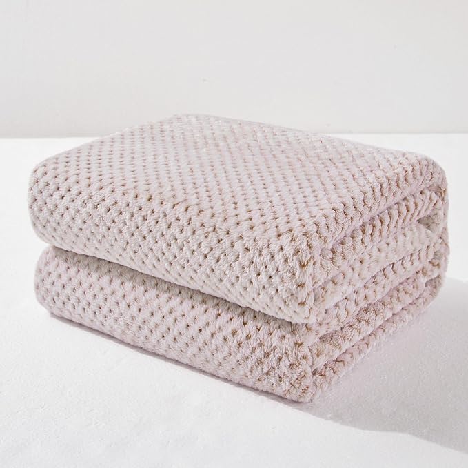 Exclusivo Mezcla Soft Waffle Fleece Bed Blanket King Size, Heather Tan | Lightweight Plush Blanket for Bed, Bedroom, Cozy Flannel with Waffle Texture, Stylish Home Decor, All Season, 104x90 Inches