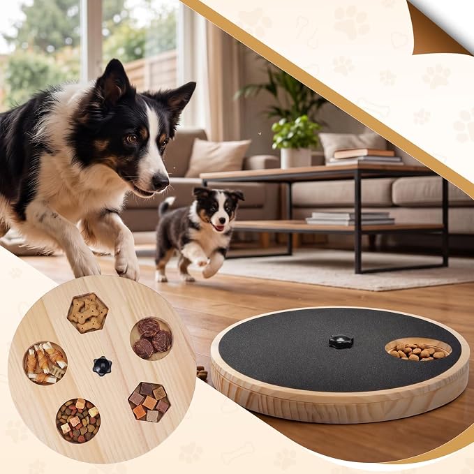 Mifoci Adjustable Dog Nail Scratch Board with Treat Box Upgraded & Extra Large Wooden Nail Filing Board Round Scratch Pad with Snack Treat Dispenser Slow Feeder for Different Dog Breeds Paw Care