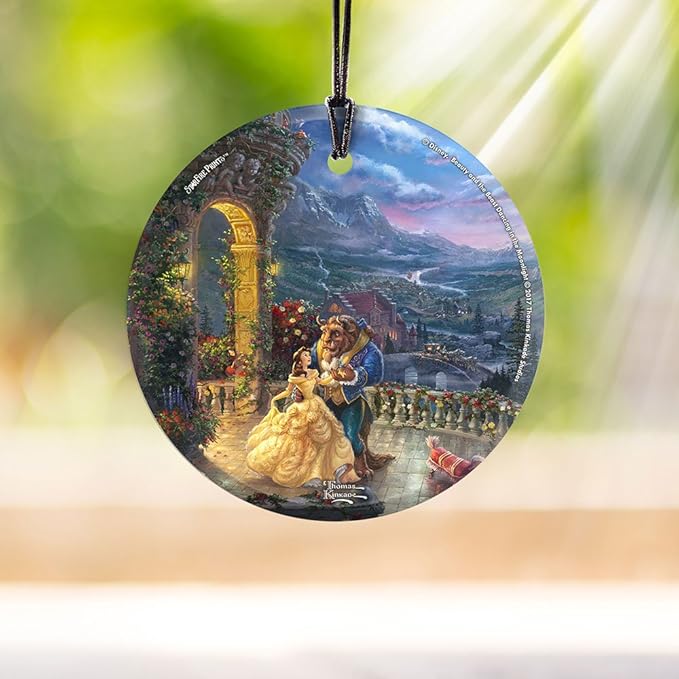 Disney Beauty and The Beast Dancing in The Moonlight 3.5” Starfire Prints Hanging Glass Print Accessory SPCIR736