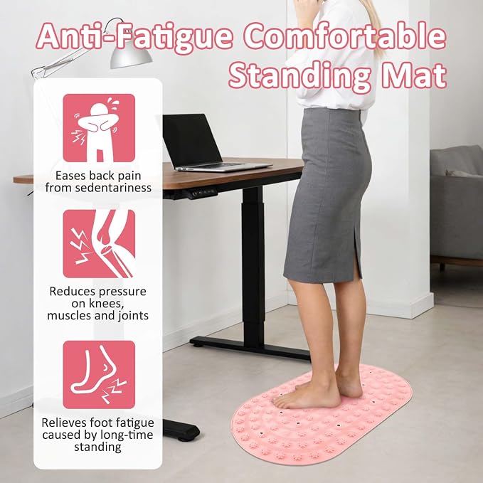 Silicone Acupressure Reflexology Foot Massage Mat for Tired Feet | Pink Foot Massage Mat with Raised Nubs to Relax Feet, Promote Blood Circulation, Ideal for Home or Office Use