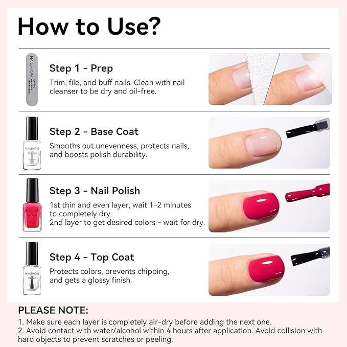 Bright Pink Nail Polish,Glossy Shine Finish,Fast Drying, Streak-free Formula, Rich in Castor Oil, Salon Quality Chip Resistant Nail Polish DIY Home Travel Nail Art Gift for Women,10ml