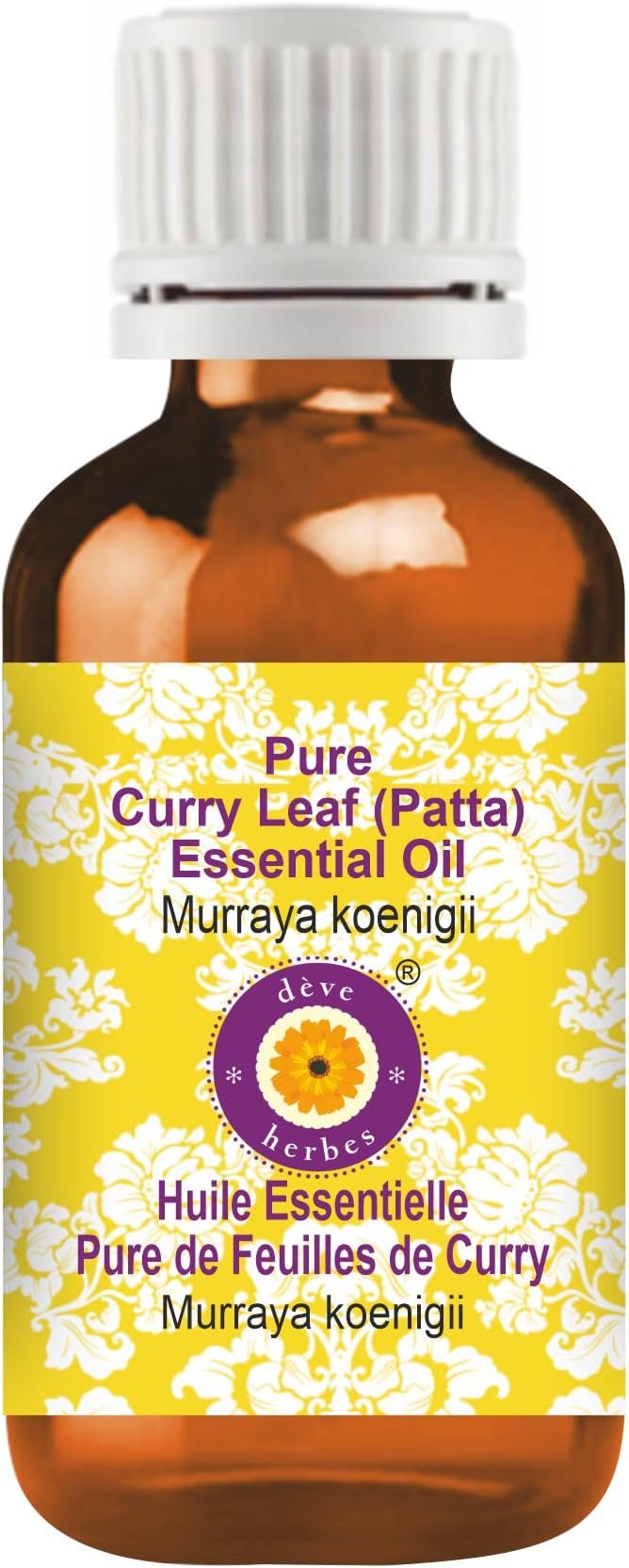 Deve Herbes Pure Curry Leaf (Patta) Essential Oil (Murraya koenigii) Steam Distilled 50ml (1.69 oz)