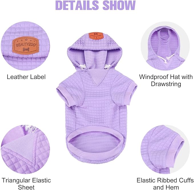 BEAUTYZOO Dog Hoodies Sweater for Large Dogs,Waffle‑Like Laminated Pet Coat | Warm Dog Sweatshirt with Pocket & Leash Hole,Pullover Clothes for Girl Boy Dogs,Stretchy & Easy‑On‑Off,Labrador & Great Danes