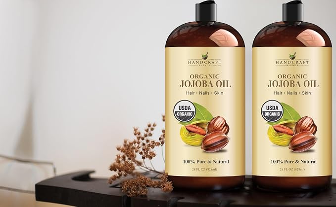 Handcraft Blends USDA Organic Jojoba Oil | Cold-Pressed | 28 Fl Oz | 100% Pure & Natural | for Hair, Skin & Face | Premium Grade Carrier Oil | for Massage & Aromatherapy | Hexane-Free