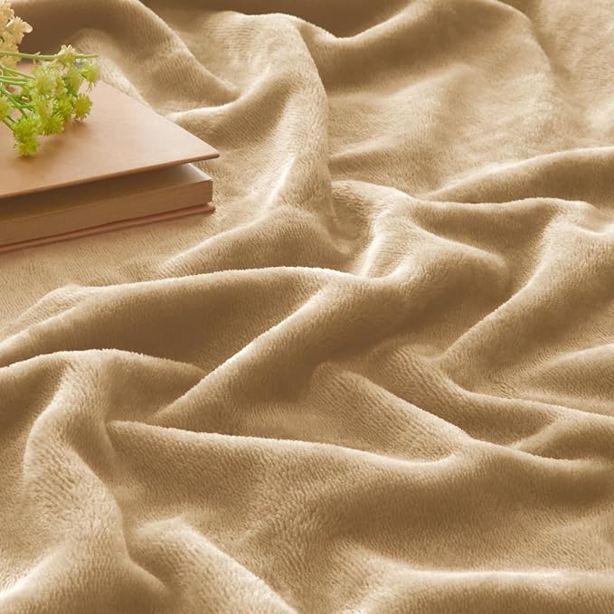 BEDELITE Fleece Blanket Soft Plush Twin Size Blanket Light Camel 60"x80" | Ultra Soft Fleece, Plush Microfiber, Lightweight Warmth, All Season Comfort, Fade Resistant, Machine Washable, Couch Sofa Bed