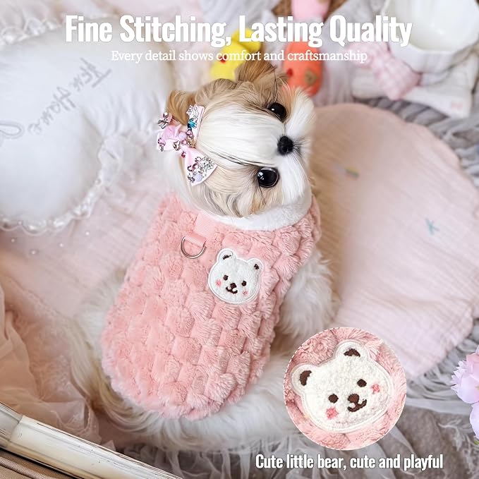 Dog Sweater for Small Dogs Puppy Cats Winter Warm Soft Pet Clothes Pullover Cute Extra Small Dog Apparel, Cat Sweaters for Cats Only Fit Chihuahua Yorkie(Pink, L)