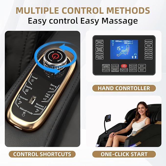 SOMANOVA New 4D Smart Massage Chair - Zero Gravity S-L Full Body Massage Sofa/Recliner - Smart Body Scanning - Directional Massage, Foot Roller, Calf Stretching, Airbag, Home Theater Sofa