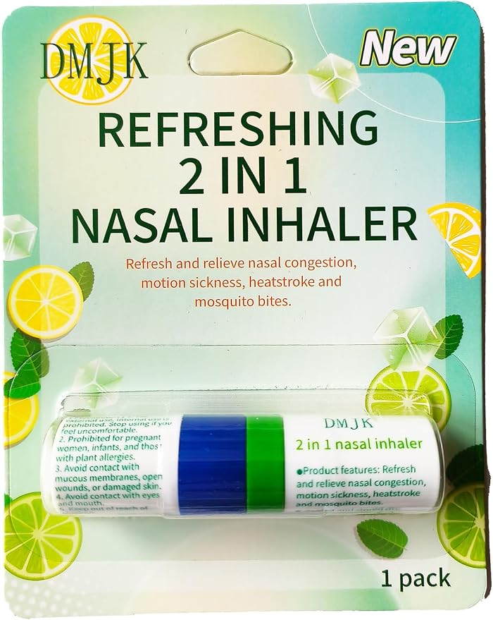 Zonebutton Nasal Inhaler Stick Pack of 3, Aromatherapy Essential Oil Inhaler with Menthol & Mint, Cooling Herbal Scent for Daily Refresh, Focus, Home, Work & Travel(Mint)